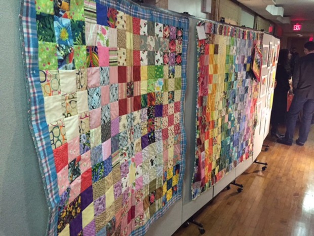 Quilts made by seniors in the Quilting Class at Prospect Hill Senior Center